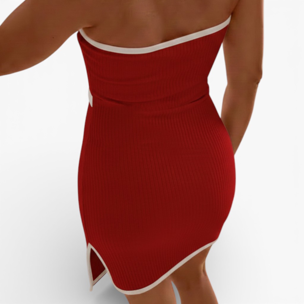 VESTIDO HILO DOBLE FALDA 359-25 COLOR ROJO - 2