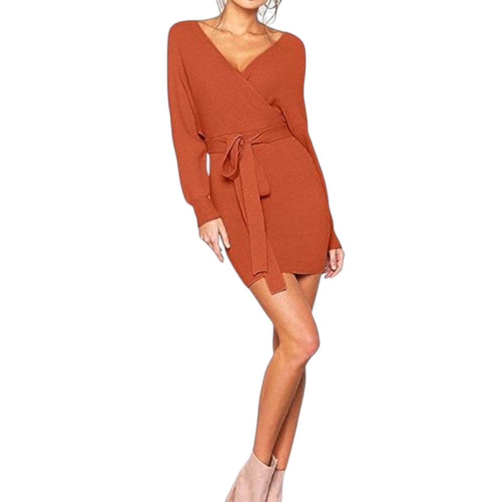 VESTIDO MURCIELAGO ML INCLUYE LAZO PARA AMARRAR TIC-22 COLOR CAMEL - 1