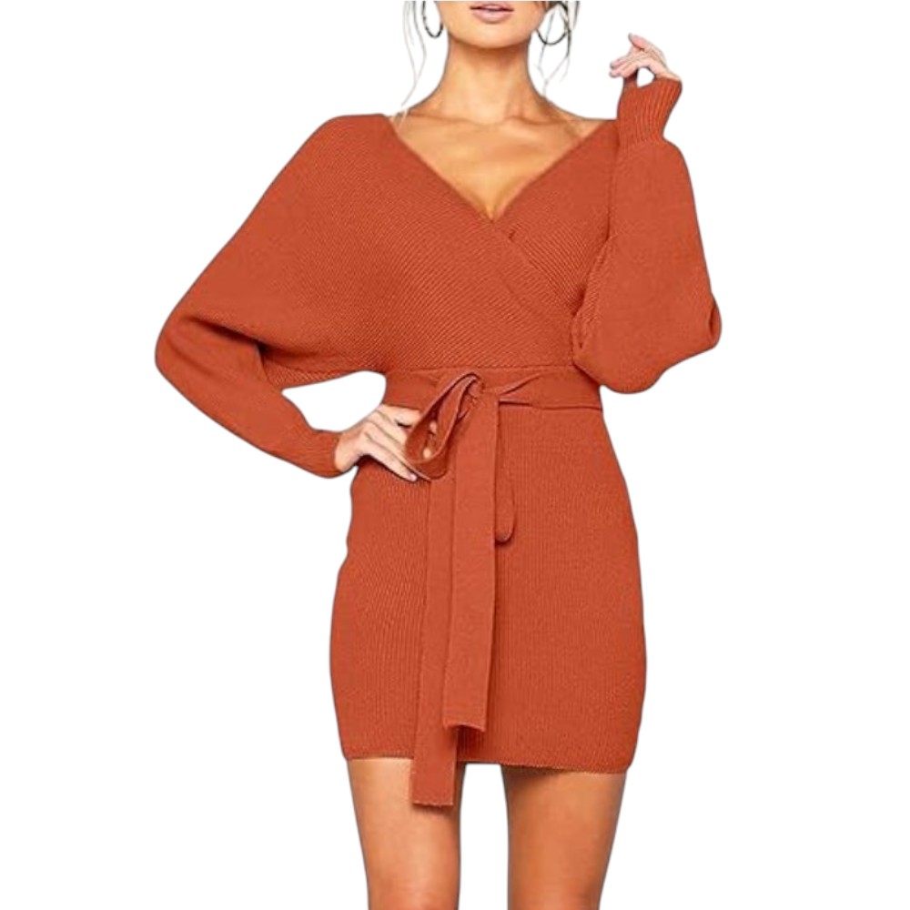 VESTIDO MURCIELAGO ML INCLUYE LAZO PARA AMARRAR TIC-22 COLOR CAMEL - 3