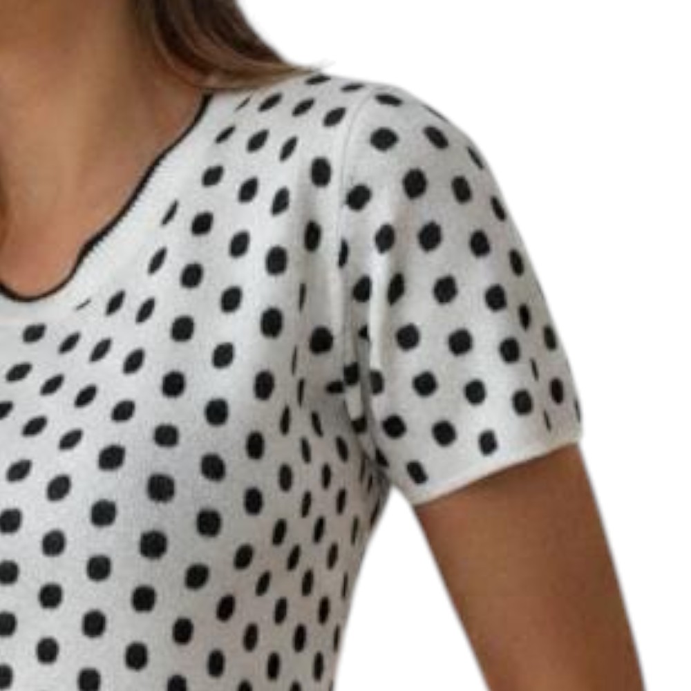 POLO MUJER PUNTOS HILO DOMI 464-18 TACTO ALGODON COLOR PERLA - 3