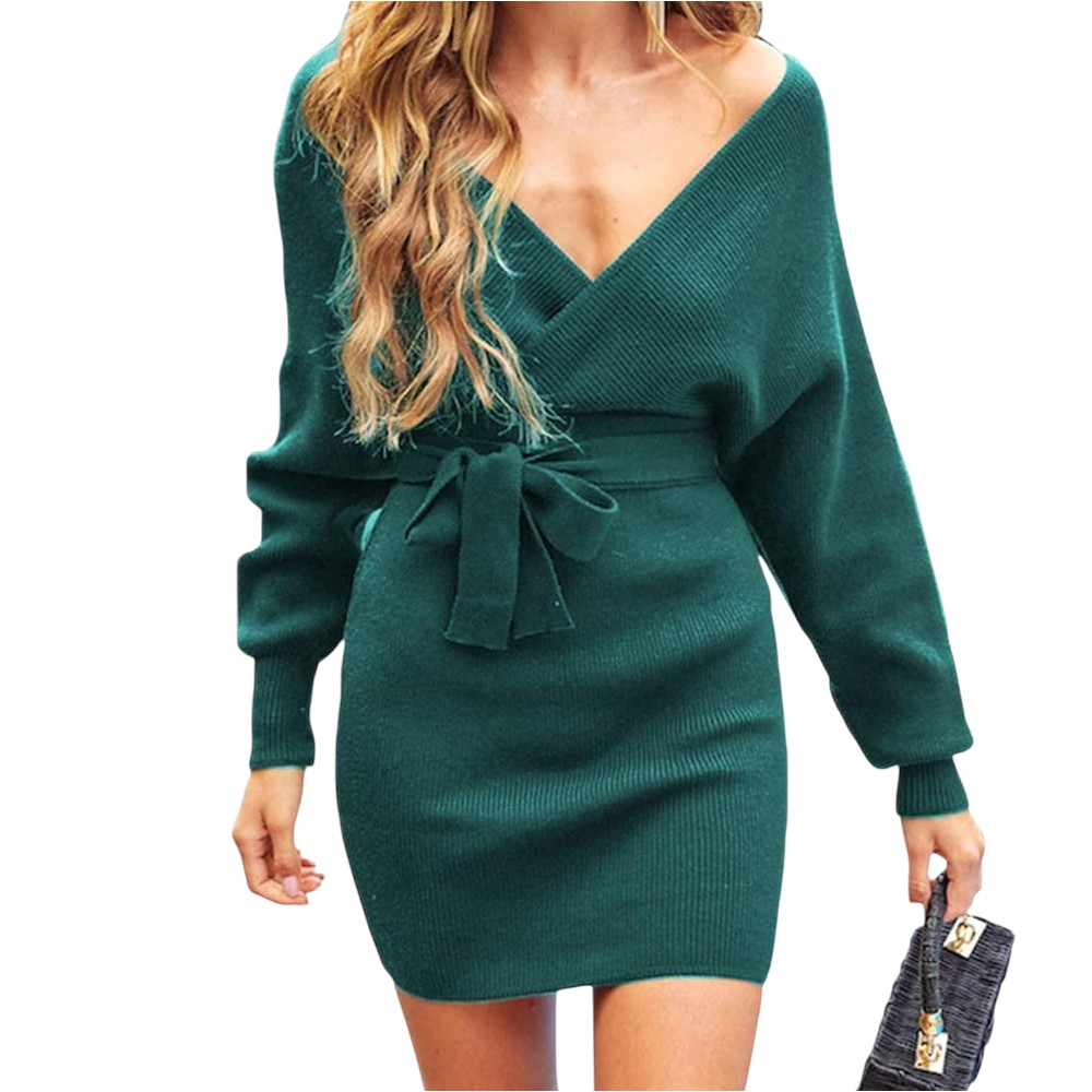 VESTIDO MURCIELAGO ML INCLUYE LAZO PARA AMARRAR TIC-22 COLOR VERDE BOTELLA - 1