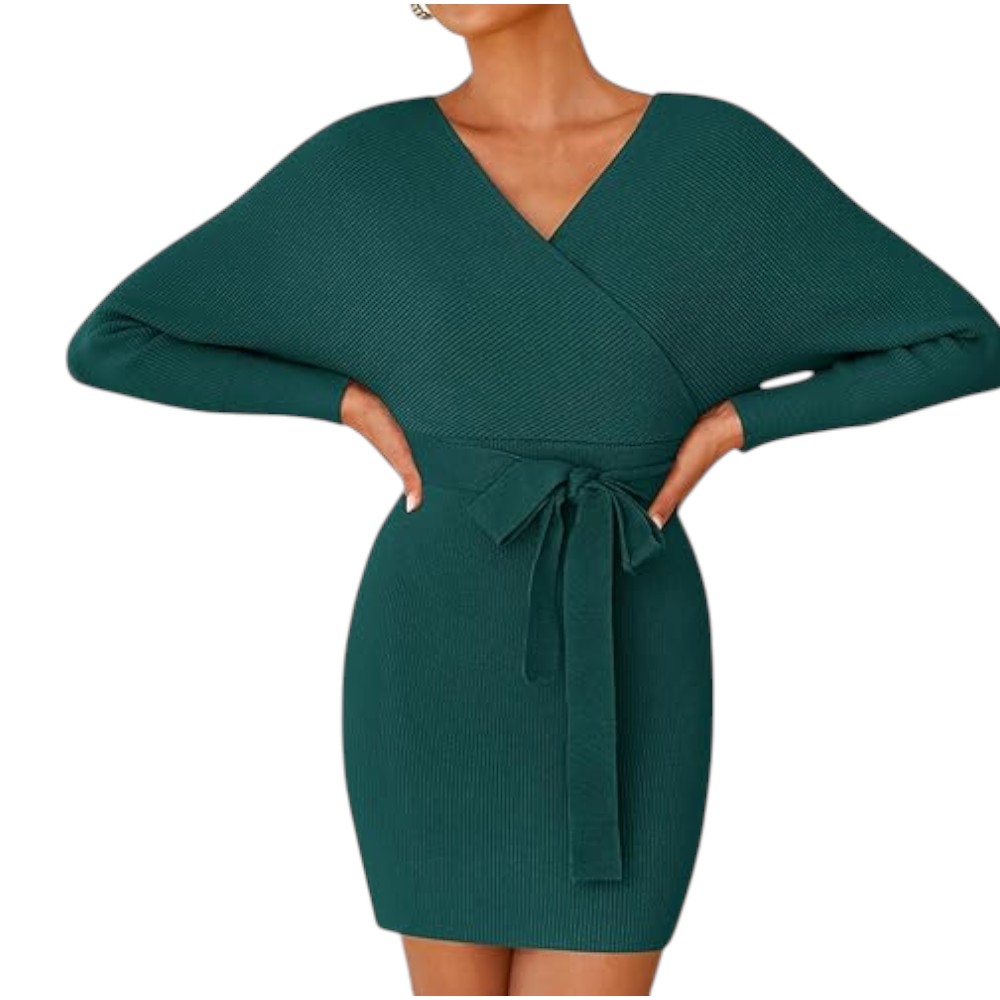 VESTIDO MURCIELAGO ML INCLUYE LAZO PARA AMARRAR TIC-22 COLOR VERDE BOTELLA - 2