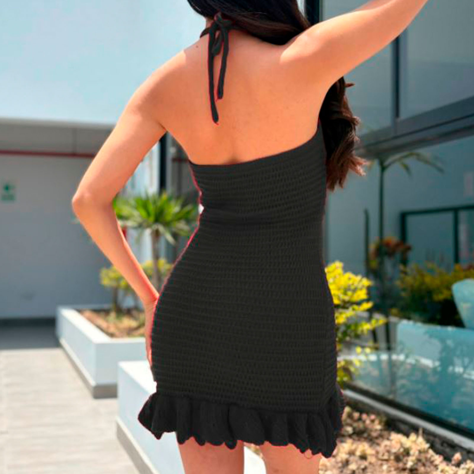 VESTIDO HILO MINI FALDA 359-22 COLOR NEGRO - 3