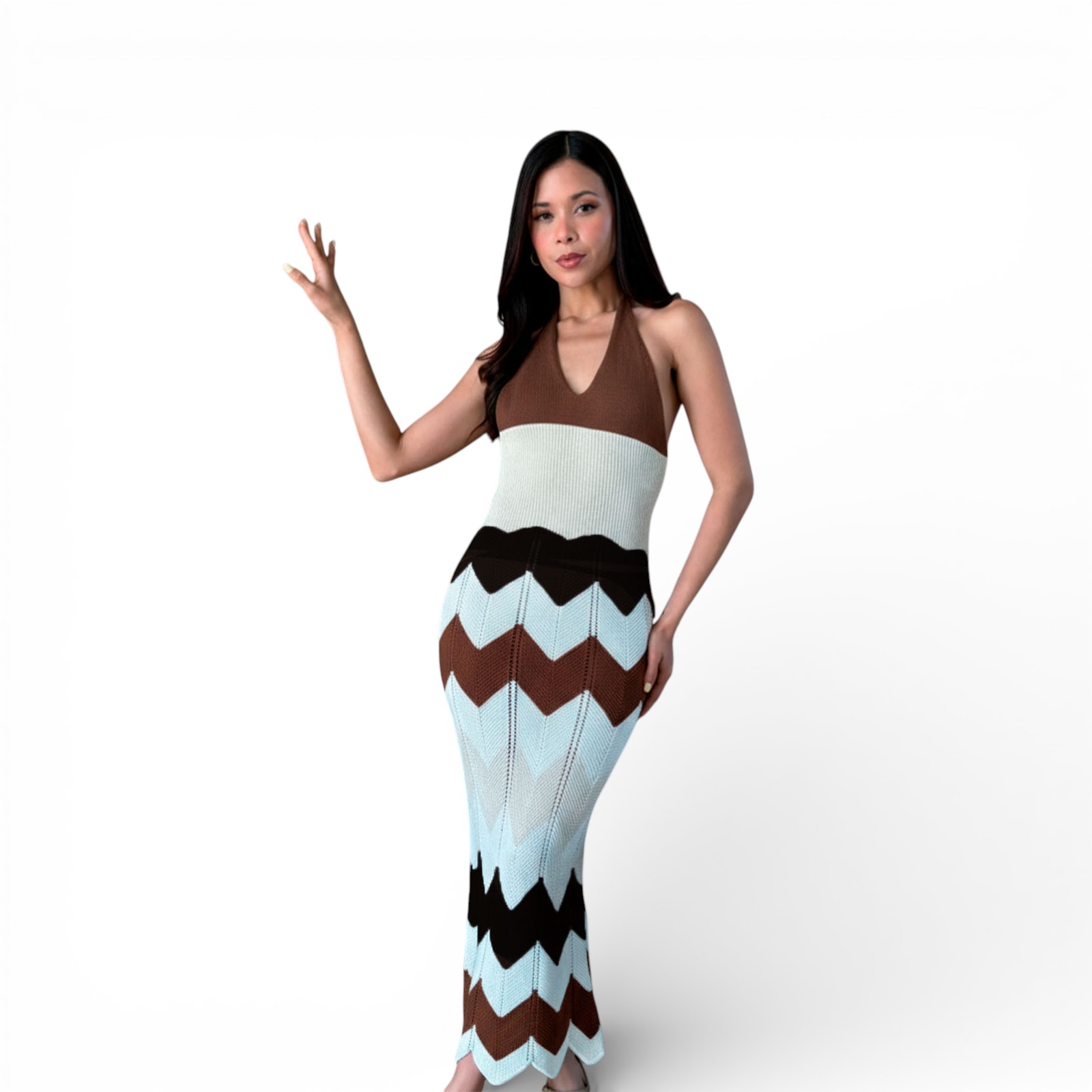 VESTIDO MUJER ALOJA MAXI 359-28 COLOR CHOCOLATE - 1