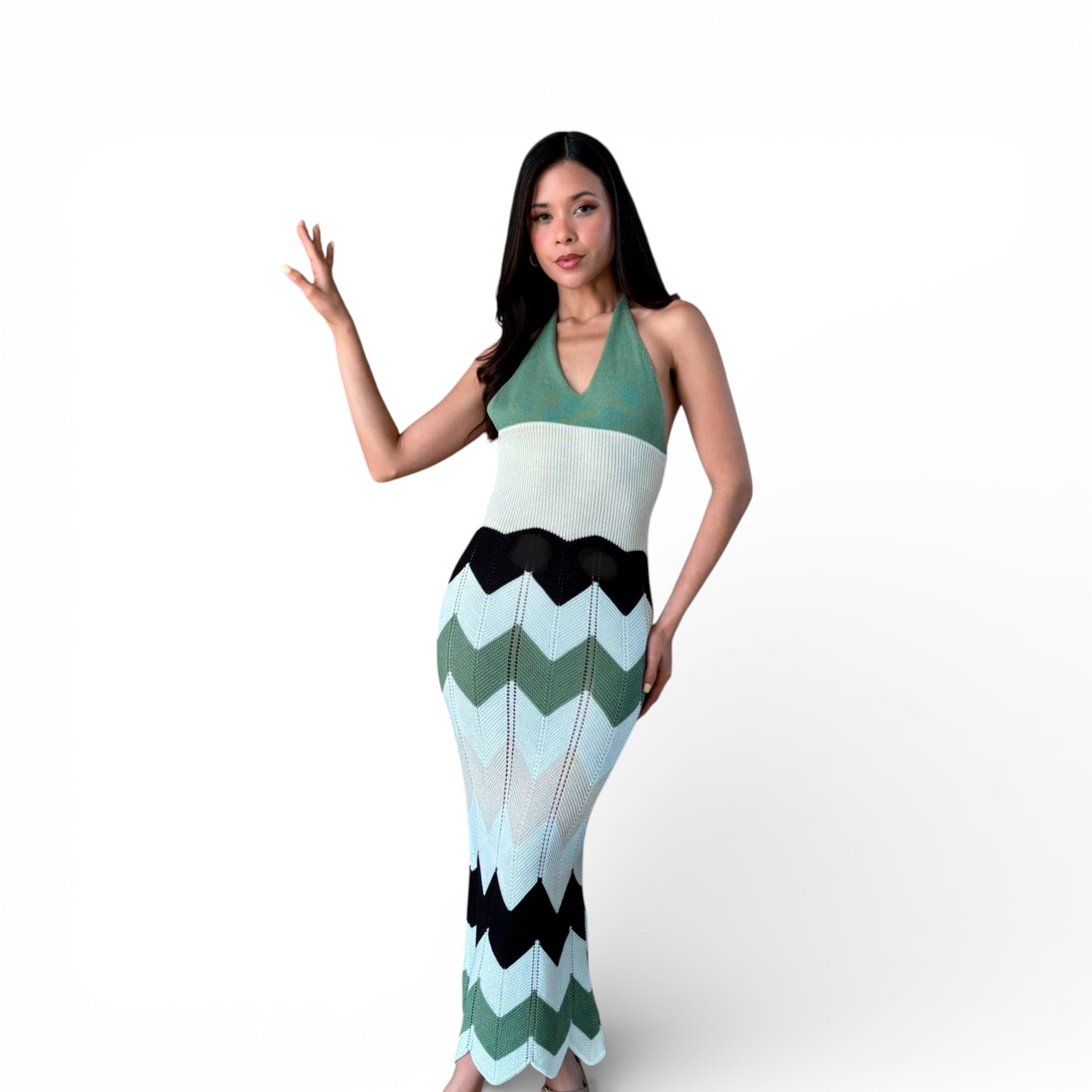 VESTIDO MUJER ALOJA MAXI 359-28 COLOR VERDE - 1
