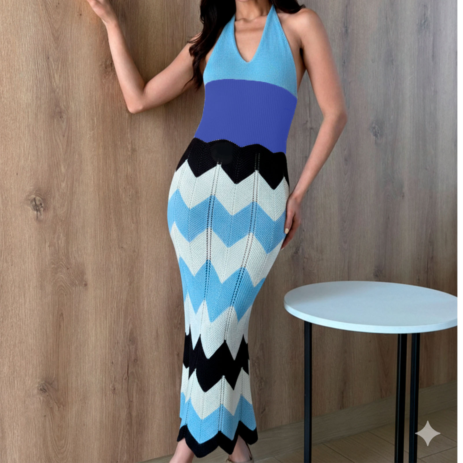 VESTIDO MUJER ALOJA MAXI 359-28 COLOR CELESTE - 2