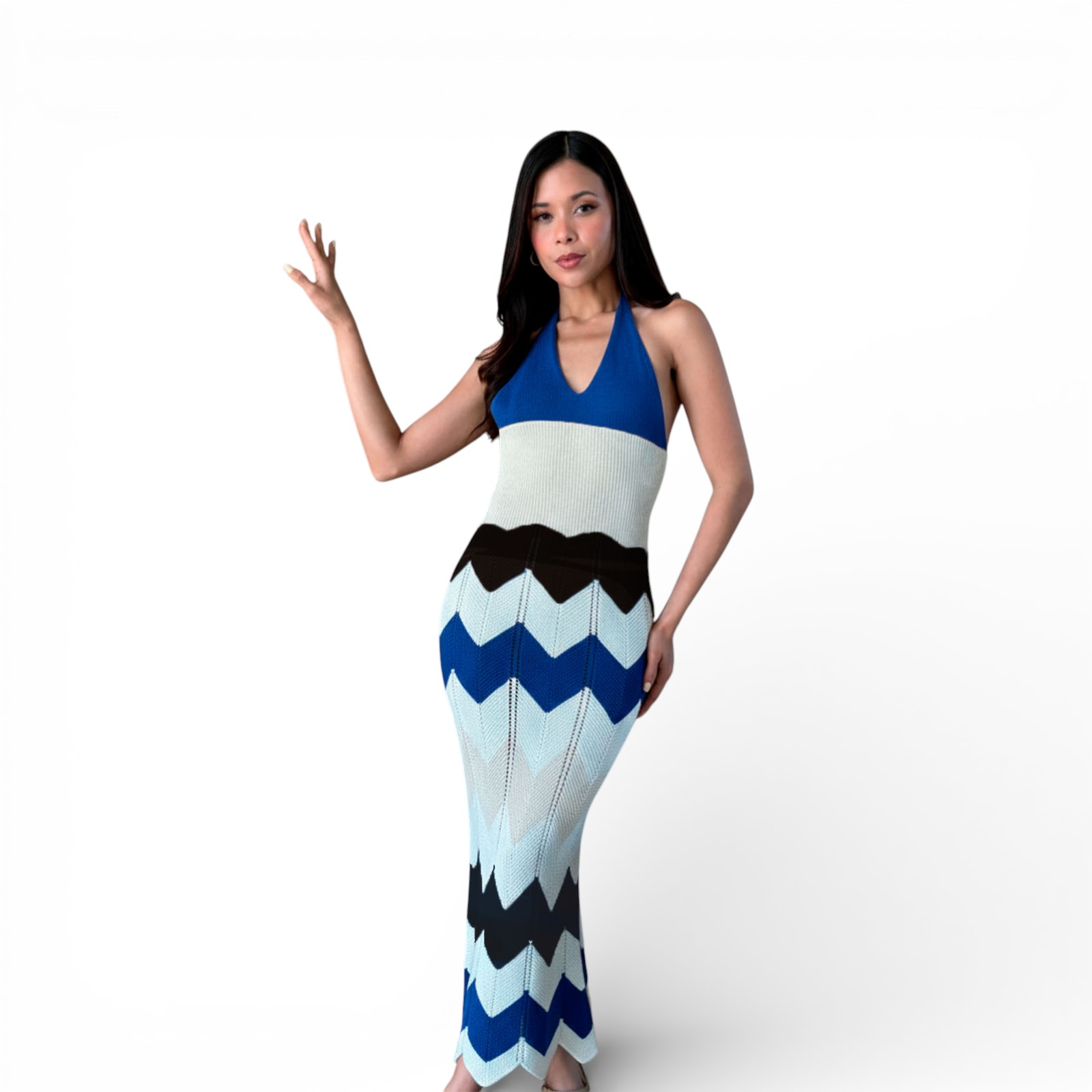VESTIDO MUJER ALOJA MAXI 359-28 COLOR AZULINO - 1