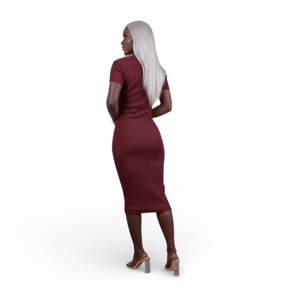 VESTIDO MCORTA HILO BOTONES 359-32 COLOR VINO - 2