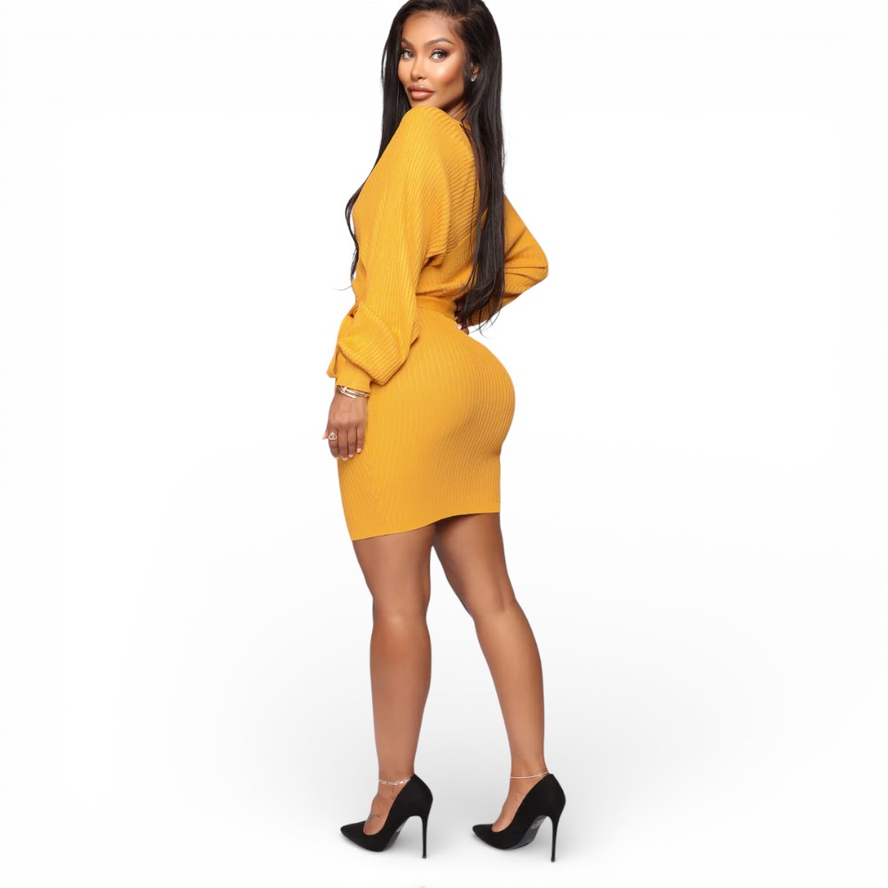 VESTIDO MURCIELAGO ML INCLUYE LAZO PARA AMARRAR TIC-22 COLOR AMARILLO - 4