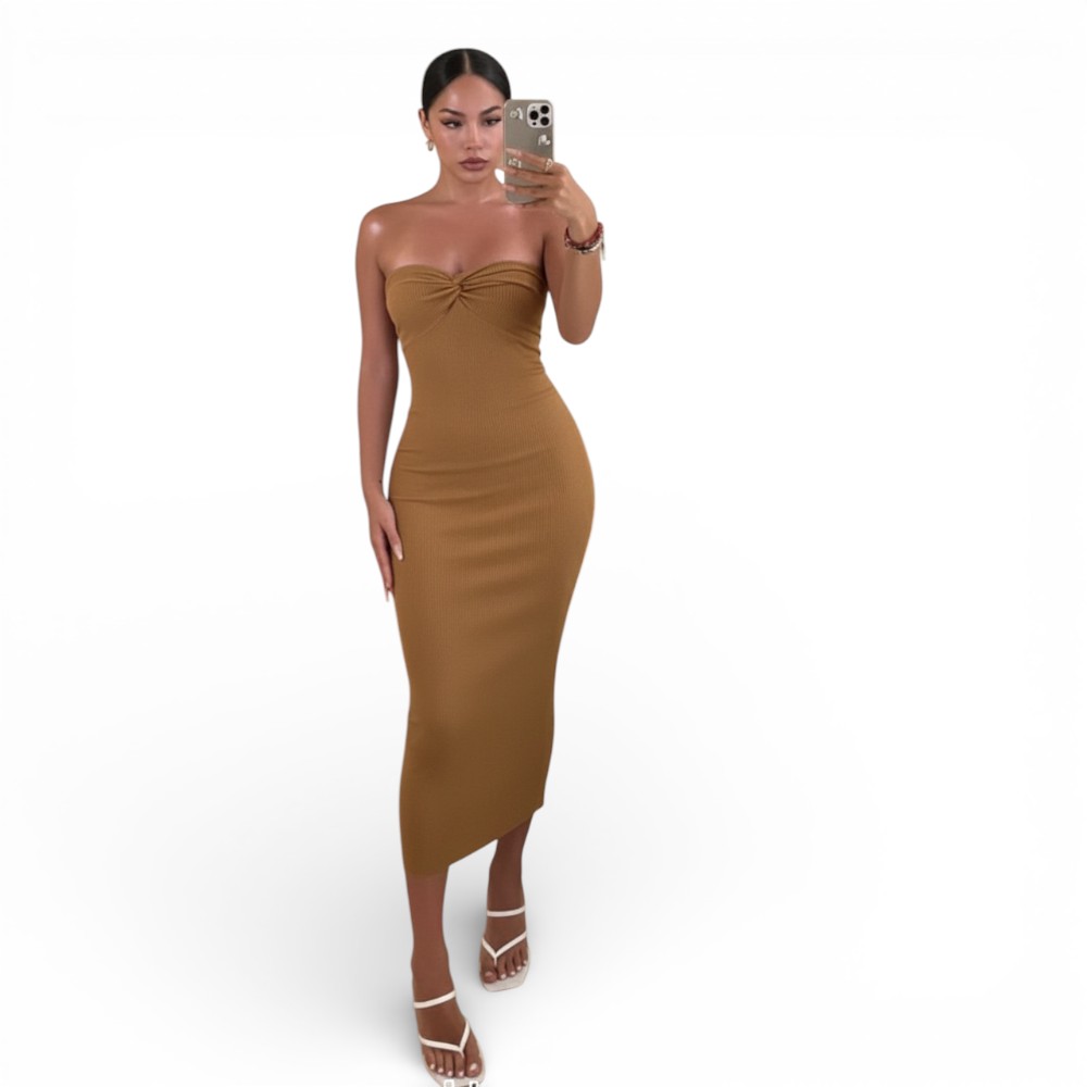 VESTIDO MUJER MOÑO EVO HILO G359-22 COLOR CAMEL - 1