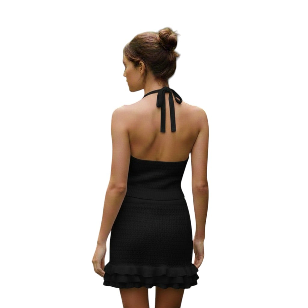 CONJUNTO MUJER TOP HALTER HILO ALGODON 358-26 COLOR NEGRO - 2