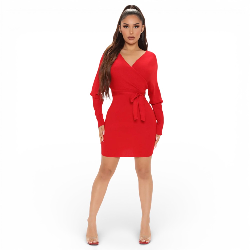 VESTIDO MURCIELAGO ML INCLUYE LAZO PARA AMARRAR TIC-22 COLOR ROJO - 2