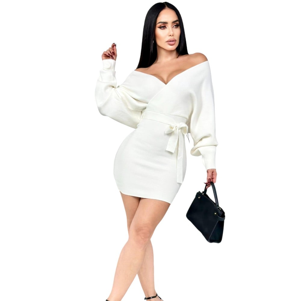 VESTIDO MURCIELAGO ML INCLUYE LAZO PARA AMARRAR TIC-22 COLOR BLANCO - 1