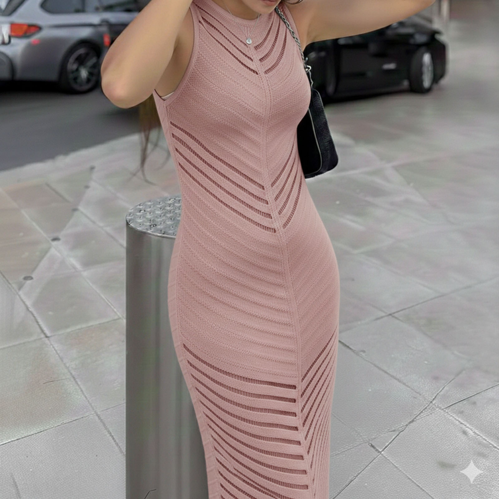 VESTIDO HILO TRANSLUCIDO M.CERO 359-26 COLOR ROSA - 2
