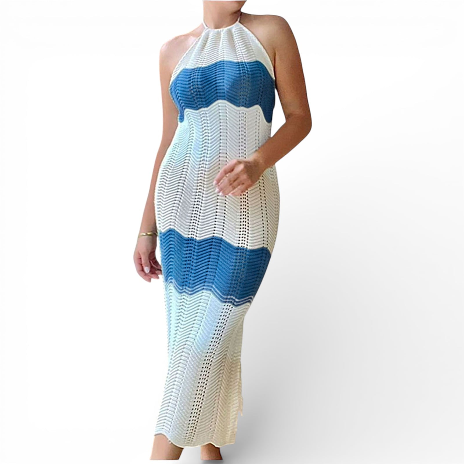 VESTIDO HILO OLAS 359-28 COLOR ACERO - 1