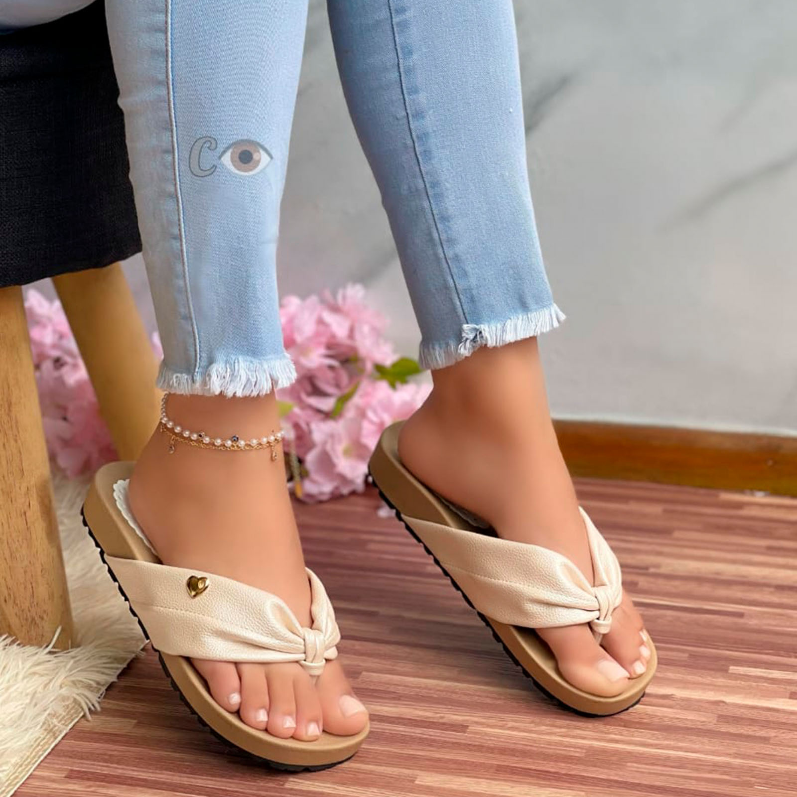 SANDALIA MUJER MOÑITO 2086L-48 COLOR DORADO - 3