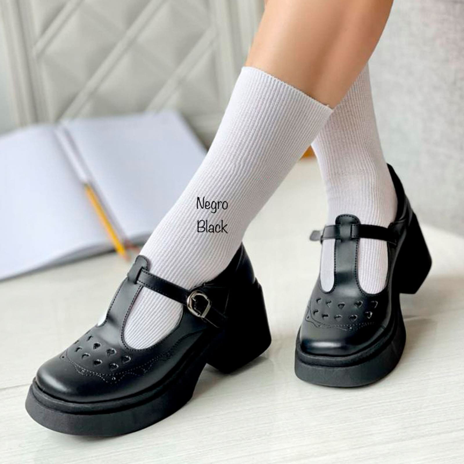 ZAPATO NIÑA ESCOLAR CONFORD DETALLES TACO 5 12995C-55 COLOR NEGRO - 3