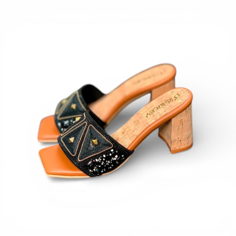 SANDALIA MUJER SUECO GRABADOS 2086L-58 ALTO X7 COLOR NEGRO - 2