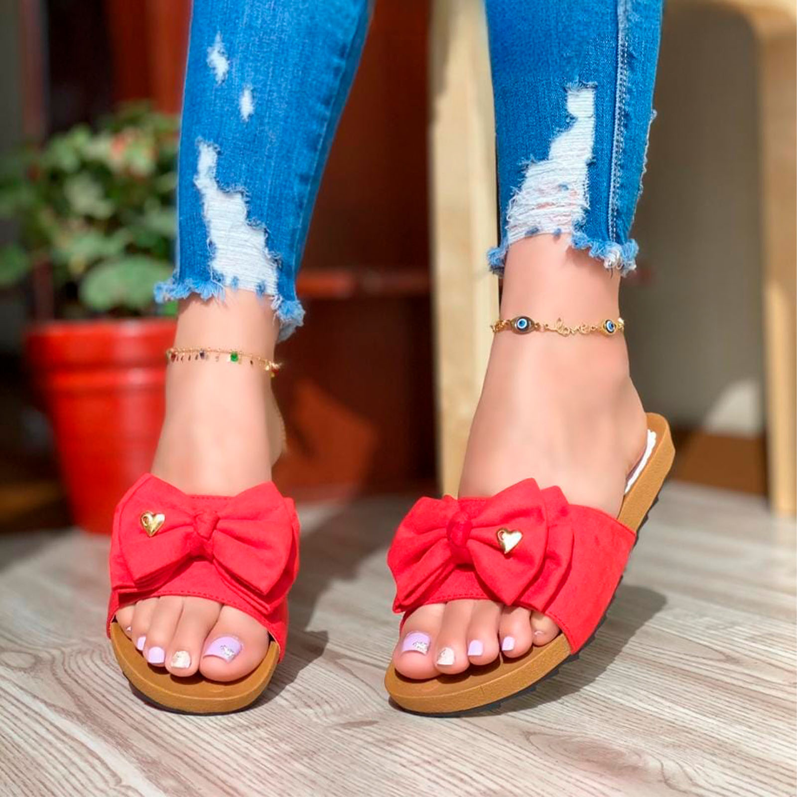 SANDALIA MUJER LAZO ECOSHO 2086L-35 COLOR ROJO - 3