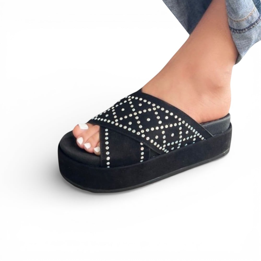 SANDALIA MUJER ALTO X5 CRUZADO 2086L-50 COLOR NEGRO - 1