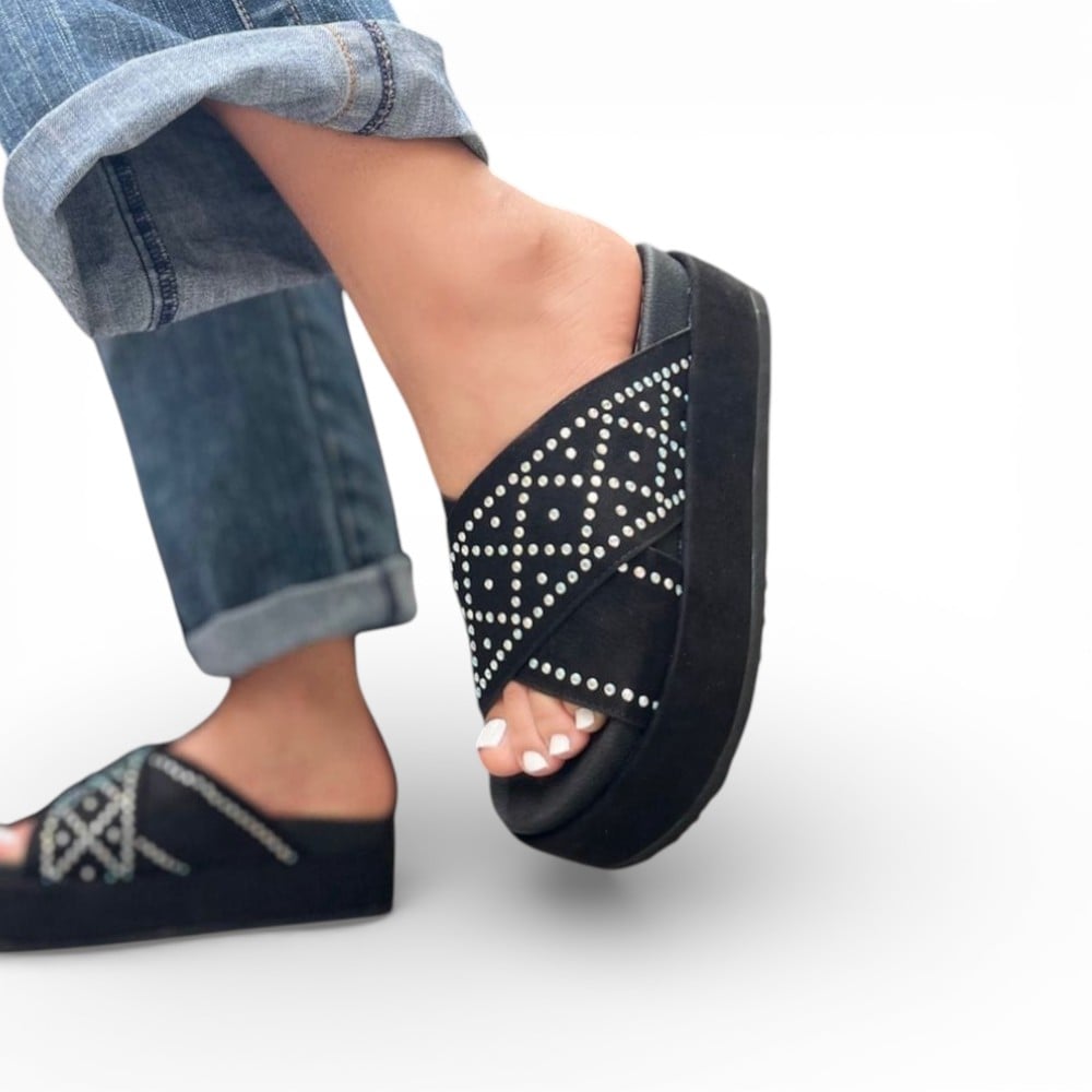 SANDALIA MUJER ALTO X5 CRUZADO 2086L-50 COLOR NEGRO - 2