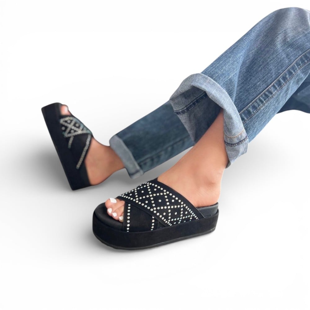 SANDALIA MUJER ALTO X5 CRUZADO 2086L-50 COLOR NEGRO - 3