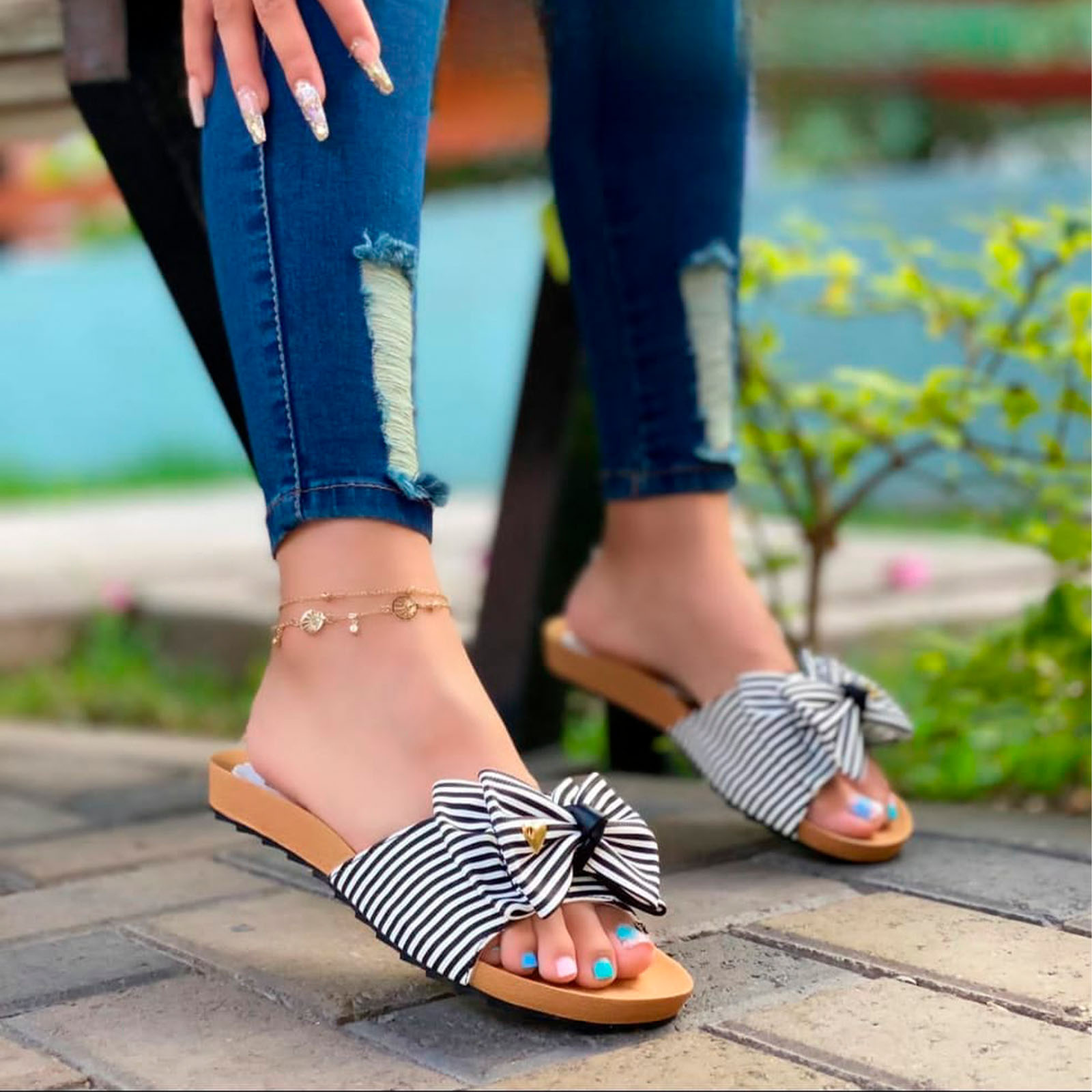 SANDALIA MUJER LAZO ECOSHO 2086L-35 COLOR AZUL - 3