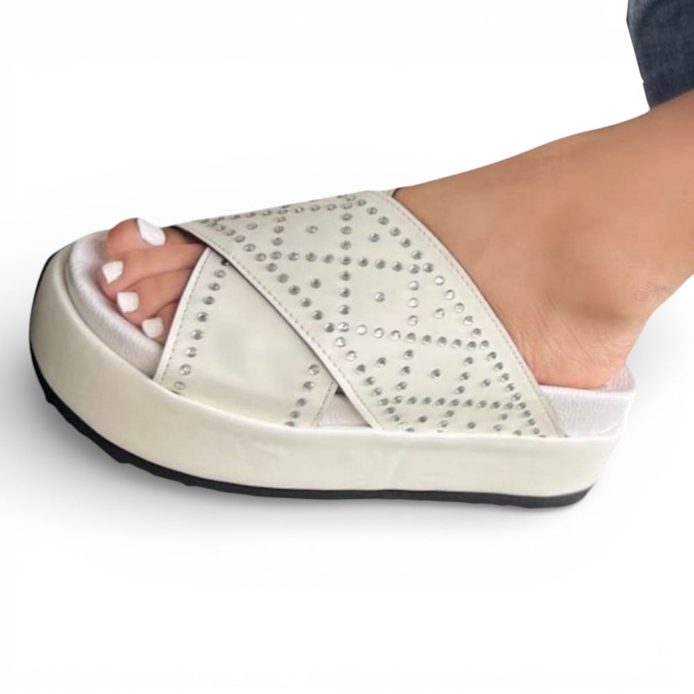 SANDALIA MUJER ALTO X5 CRUZADO 2086L-50 COLOR HUESO - 1