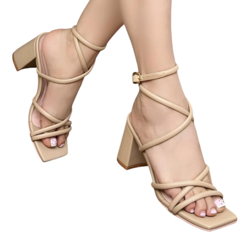 SANDALIA MUJER ECOCUERO 2086L-55 TACO 7 COLOR BEIGE - 1
