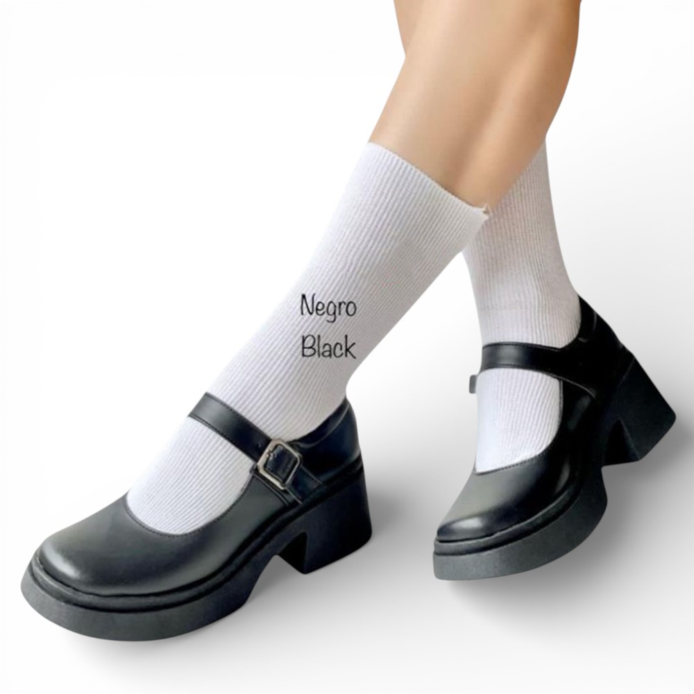 ZAPATO NIÑA ESCOLAR CONFORD MINIMALISTA TACO 5 12995C-55 COLOR NEGRO - 1