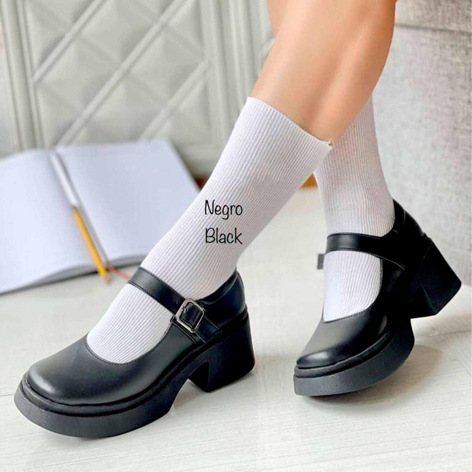 ZAPATO NIÑA ESCOLAR CONFORD MINIMALISTA TACO 5 12995C-55 COLOR NEGRO - 3
