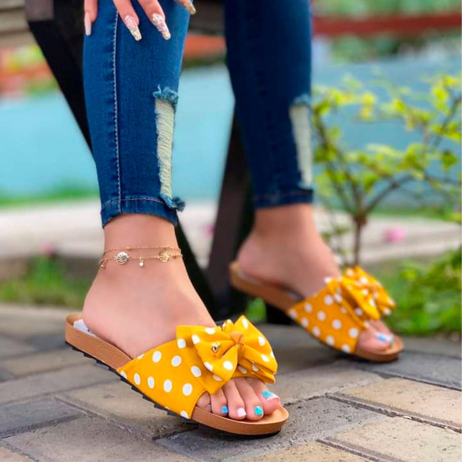 SANDALIA MUJER LAZO ECOSHO 2086L-35 COLOR AMARILLO - 3