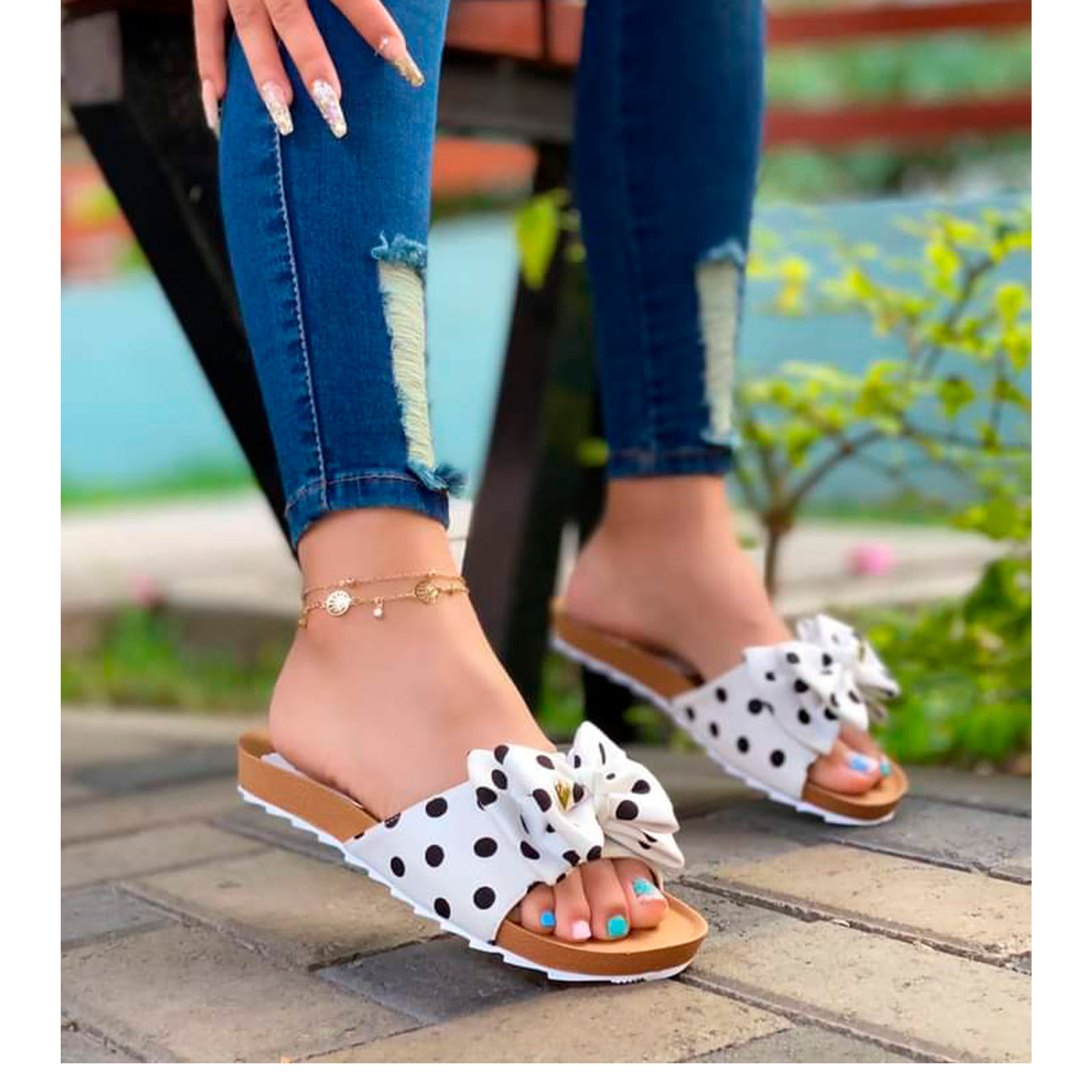 SANDALIA MUJER LAZO PUNTOS 2086L-35 COLOR BLANCO - 3