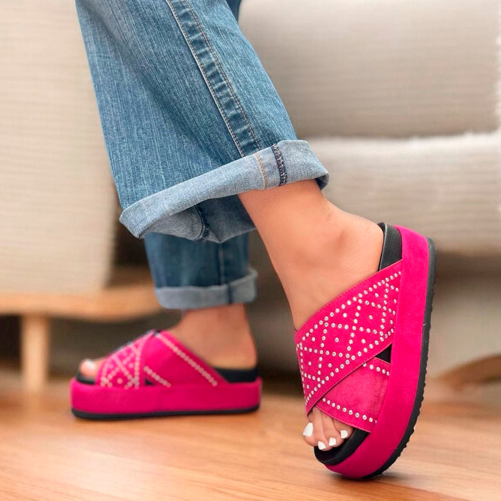 SANDALIA MUJER TIRA 2086L-75 TACO X12 COLOR PERLA - 4