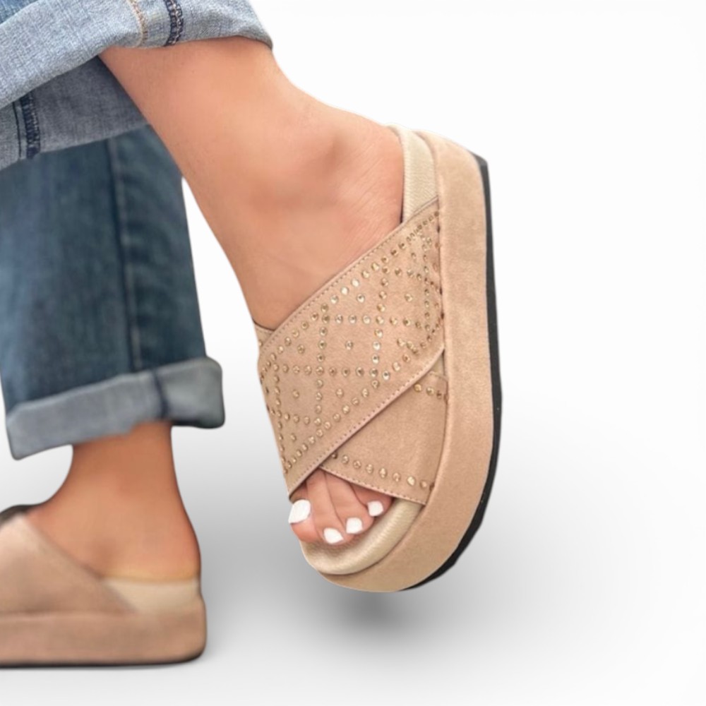 SANDALIA MUJER ALTO X5 CRUZADO 2086L-50 COLOR BEIGE - 1