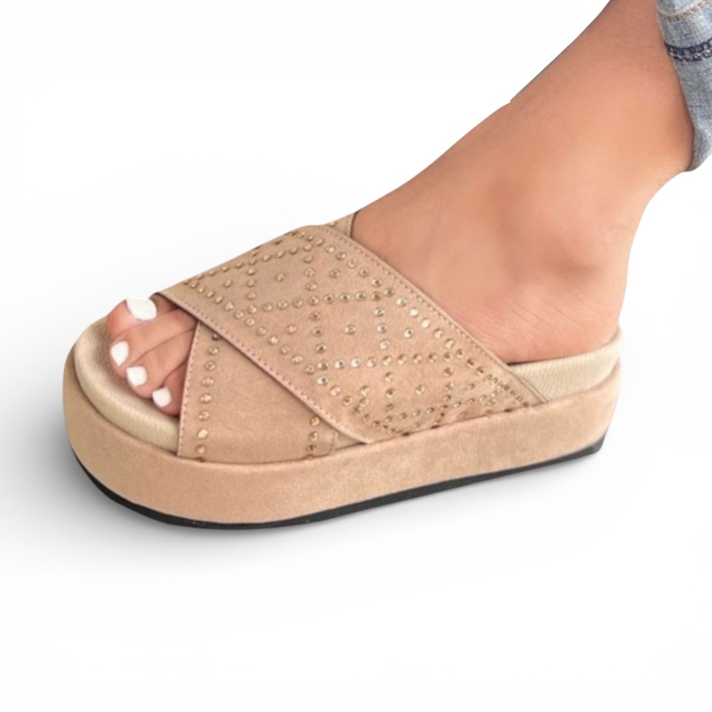 SANDALIA MUJER ALTO X5 CRUZADO 2086L-50 COLOR BEIGE - 3