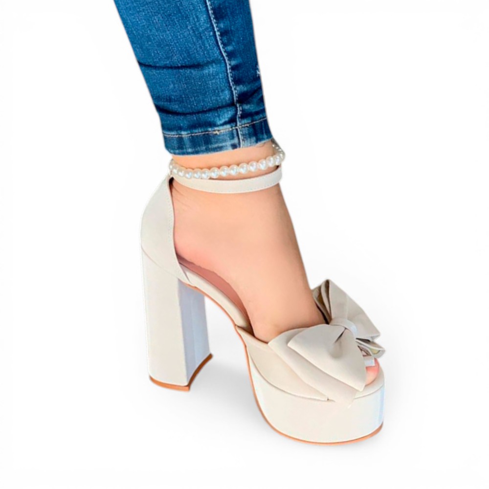 SANDALIA MUJER 2086L-85 DOBLE LAZO CON PULSERA X15 COLOR PERLA - 2