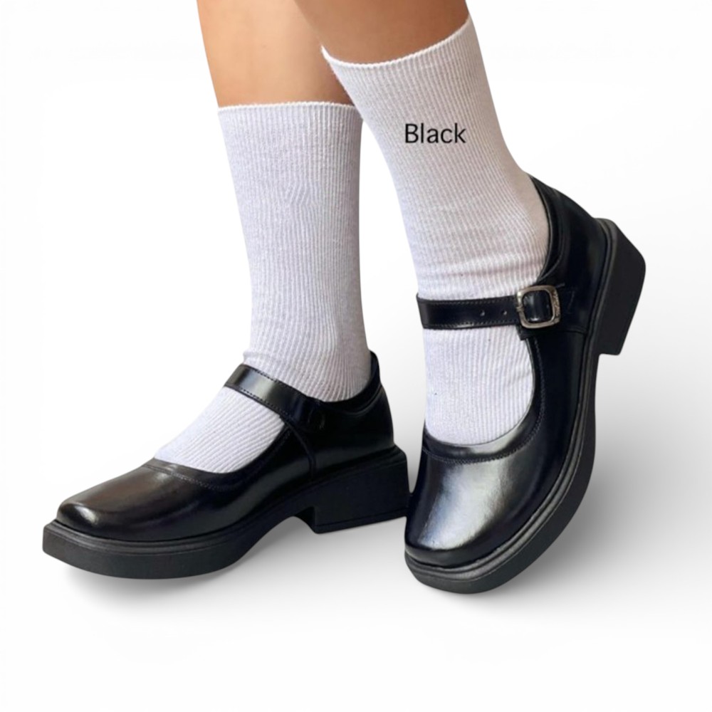 ZAPATO NIÑA ESCOLAR CONFORD CUERO TACO 3 12995C-65 COLOR NEGRO - 1