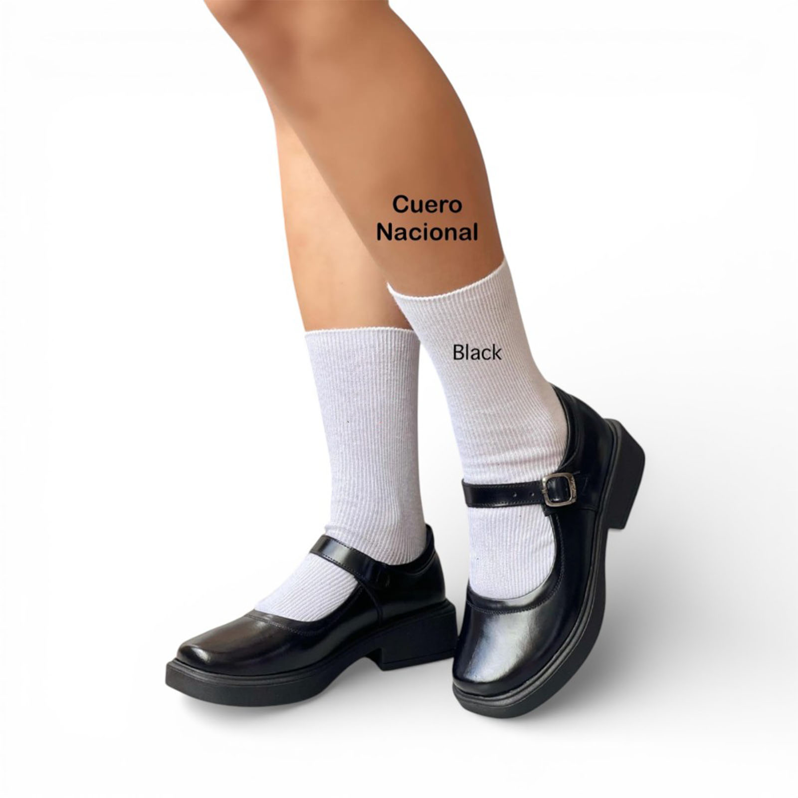 ZAPATO NIÑA ESCOLAR CONFORD CUERO TACO 3 12995C-65 COLOR NEGRO - 2
