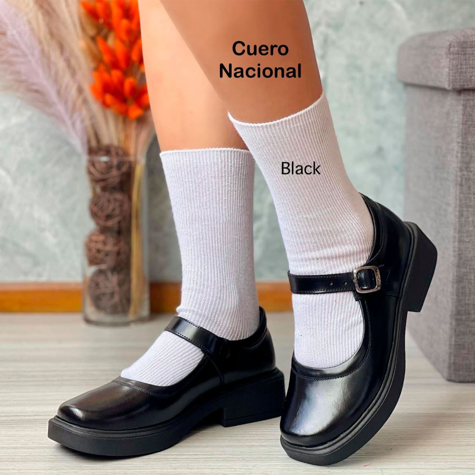 ZAPATO NIÑA ESCOLAR CONFORD CUERO TACO 3 12995C-65 COLOR NEGRO - 3