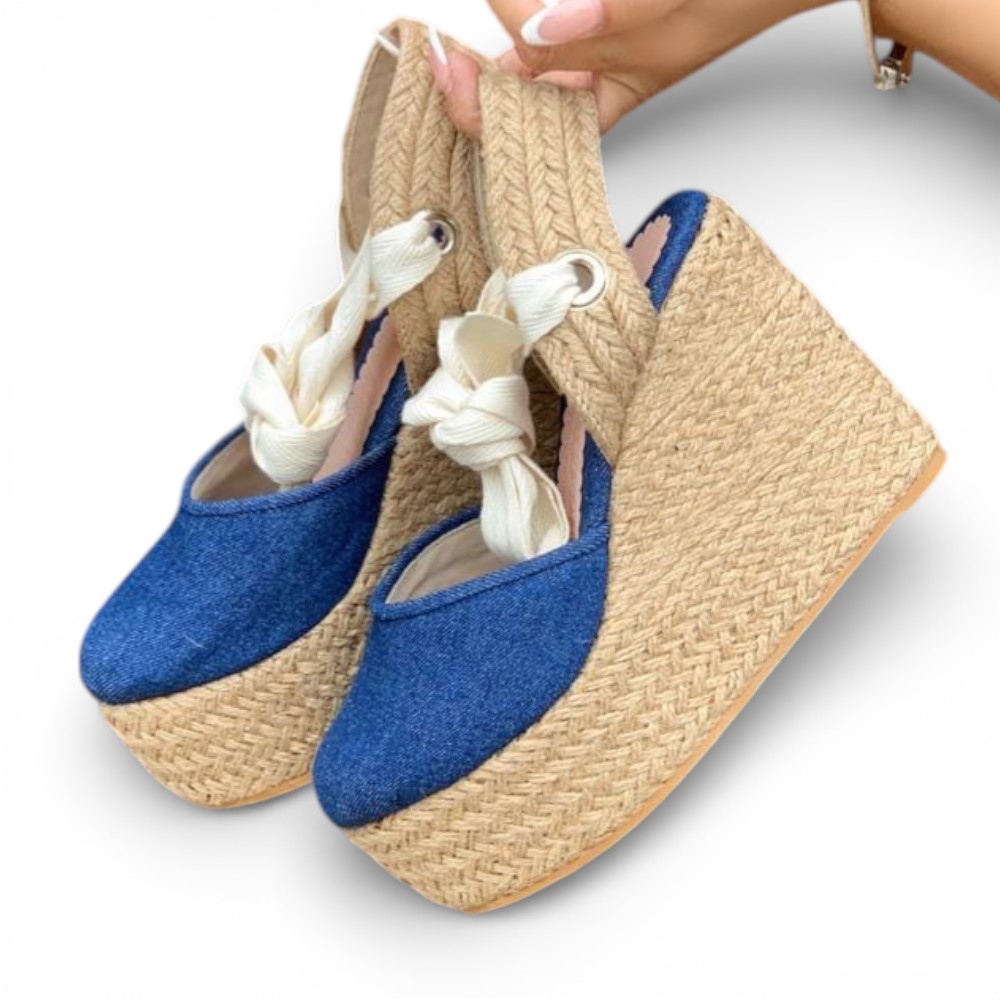 ALPARGATAS MUJER CUÑA 9 YUTE 2086L-65 COLOR JEAN - 2