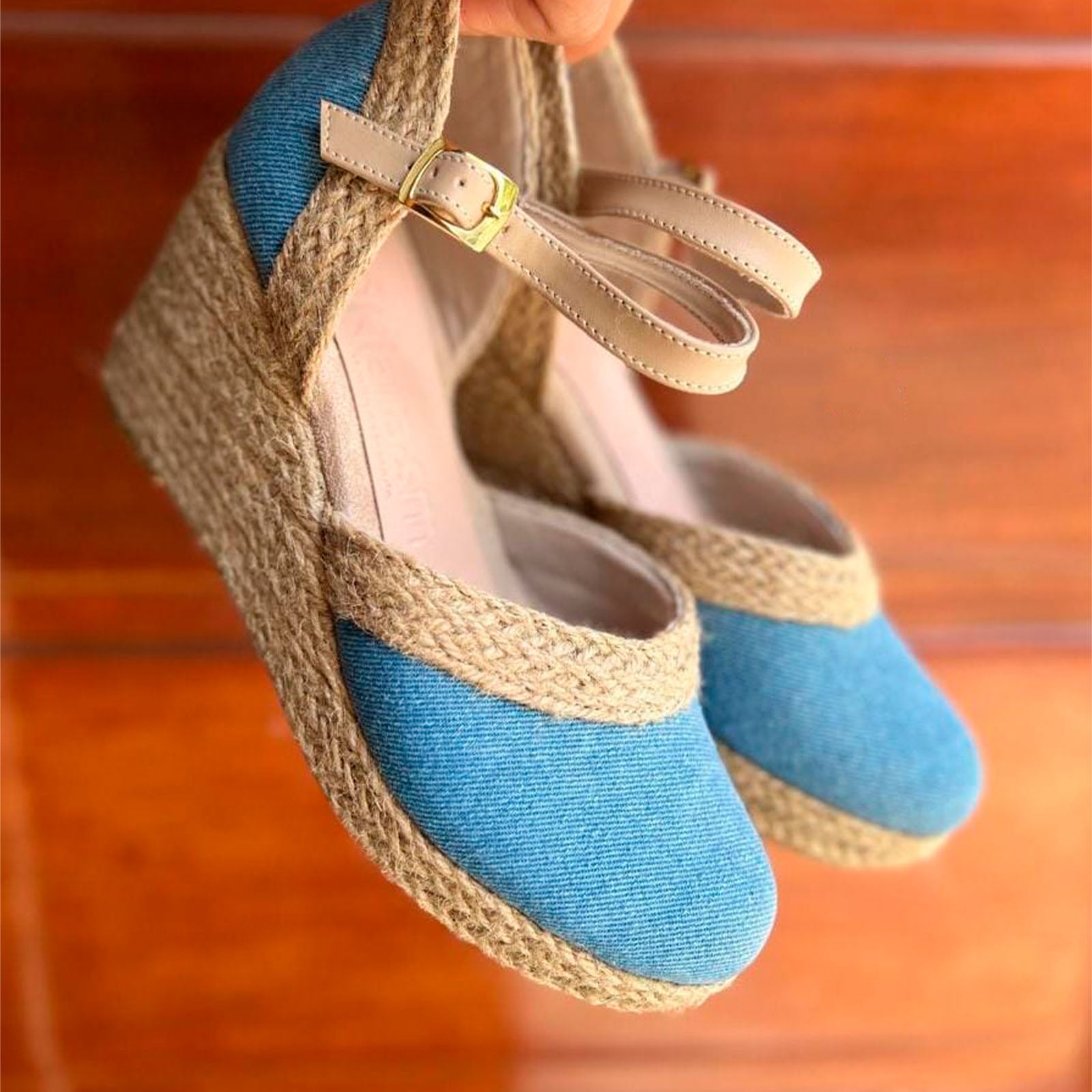 ALPARGATA MUJER CASUAL YUTE CUÑA 7 2086L-50 COLOR CELESTE - 3