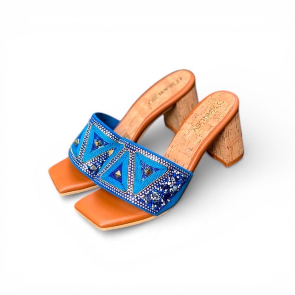 SANDALIA MUJER SUECO GRABADOS 2086L-58 ALTO X7 COLOR JEAN - 2