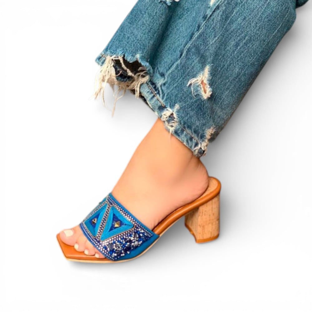 SANDALIA MUJER SUECO GRABADOS 2086L-58 ALTO X7 COLOR JEAN - 3