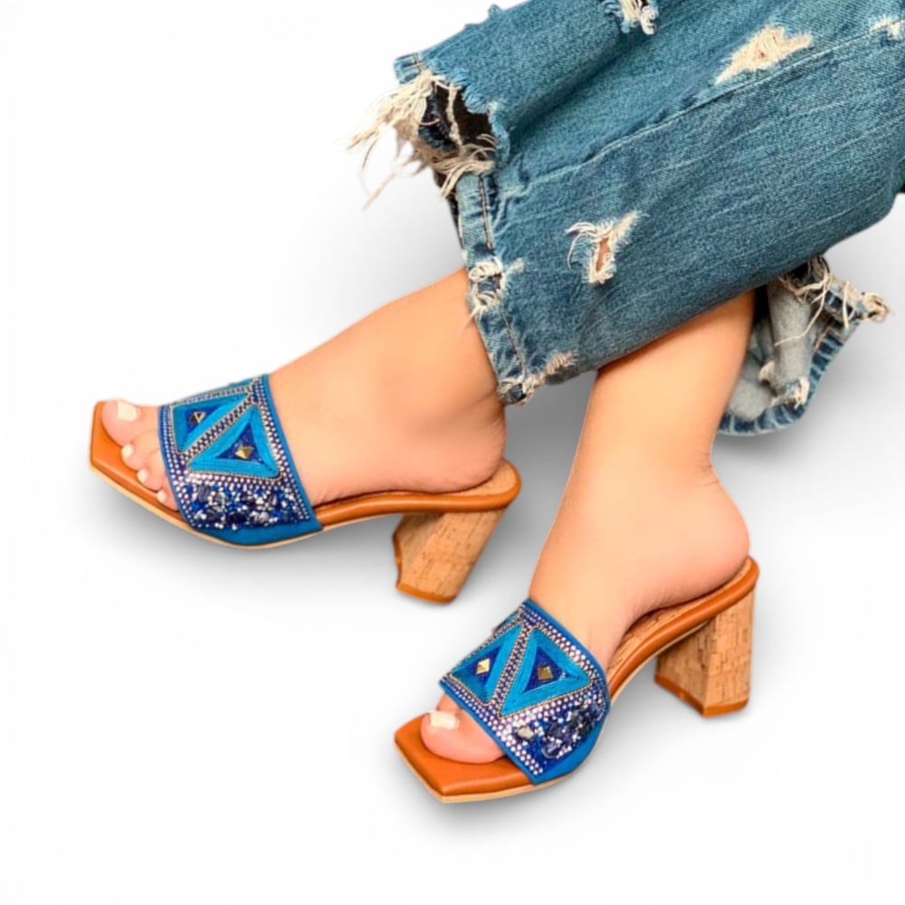 SANDALIA MUJER SUECO GRABADOS 2086L-58 ALTO X7 COLOR JEAN - 4