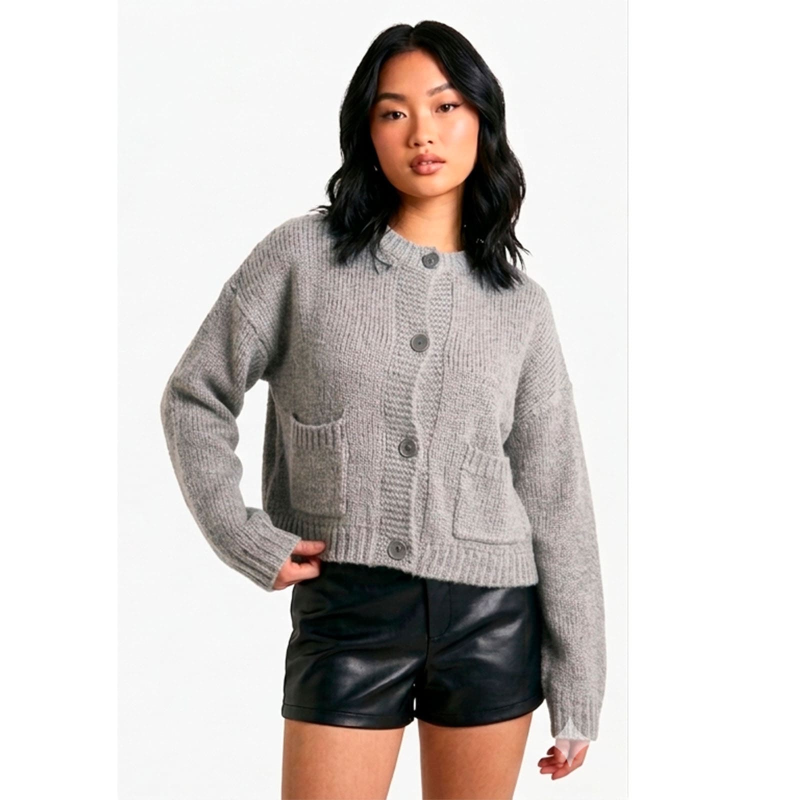 CARDIGAN MUJER CASUAL BOTONES MLARGA HILO DE ALGODON 359G-30 COLOR GRIS CLARO - 1