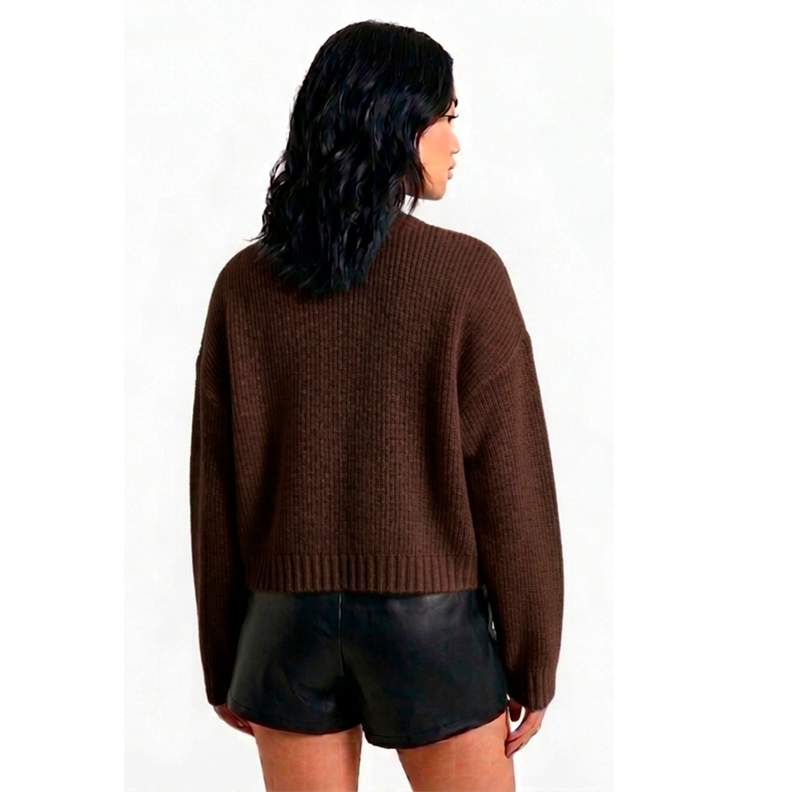 CARDIGAN MUJER CASUAL BOTONES MLARGA HILO DE ALGODON 359G-30 COLOR MARRON - 2