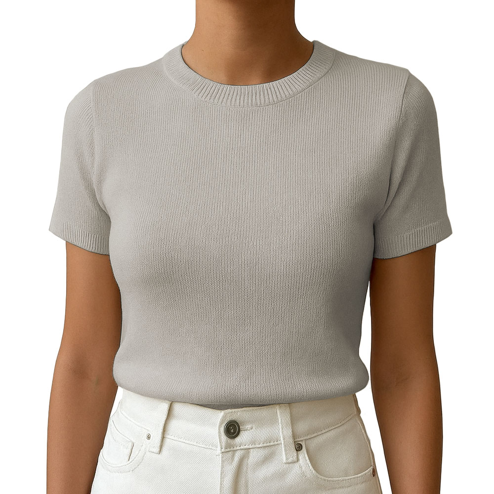 POLO MUJER MANGA CORTA COLOR ENTERO HILO TACTO ALGODON DAY362G-18 COLOR BEIGE - 1