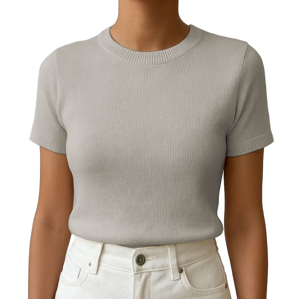 POLO MUJER MANGA CORTA COLOR ENTERO HILO TACTO ALGODON DAY362G-18 COLOR BEIGE - 1