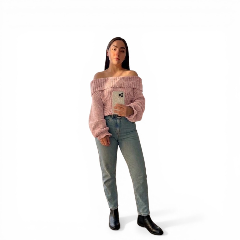CHOMPA OUT SHOLDER HILO DRALOM 359G-23 COLOR PALO ROSA - 4